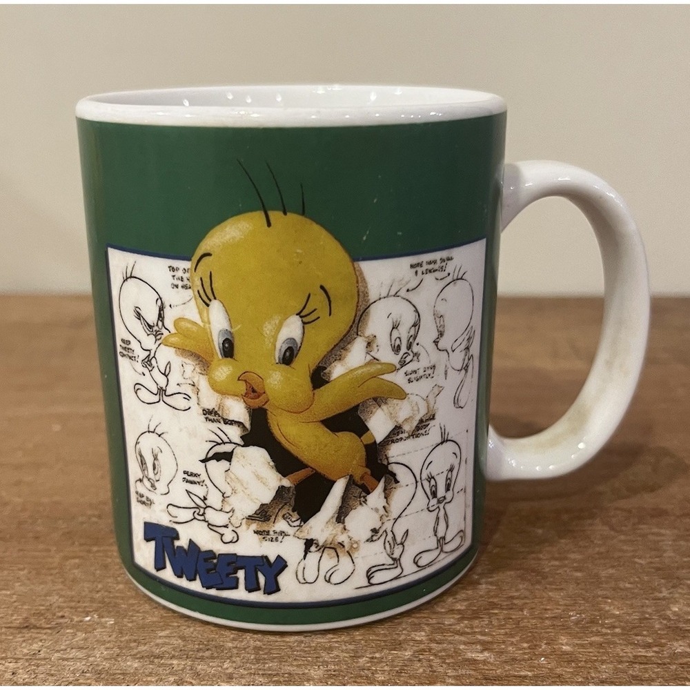 Vintage 1995 Tweety Bird Warner Bros Studio Store Coffee Mug Cup Looney Toons WB - Picture 1 of 8